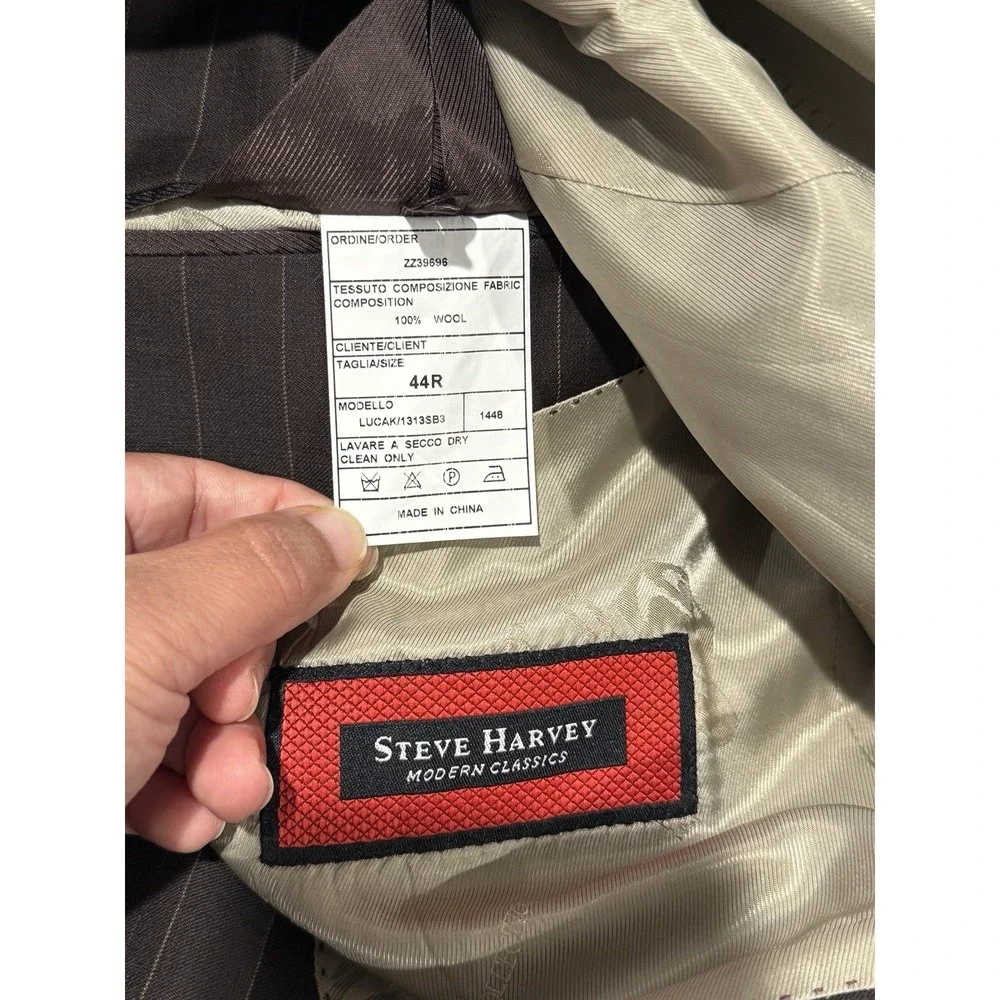 NWT Steve Harvey Modern Classics Striped Blazer 44R Super 120s Merino Wool